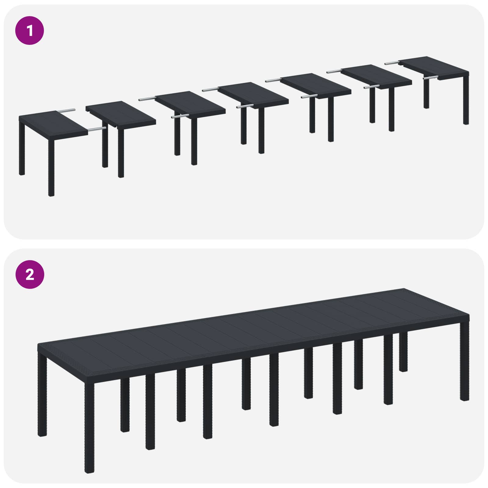 Градинска маса Антрацит 350 x 100 x 74 см полиратан - Image 10