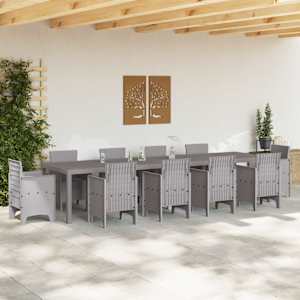 Zahradní stůl Světle šedá 350 x 100 x 74 cm polyratan - obrázek 3