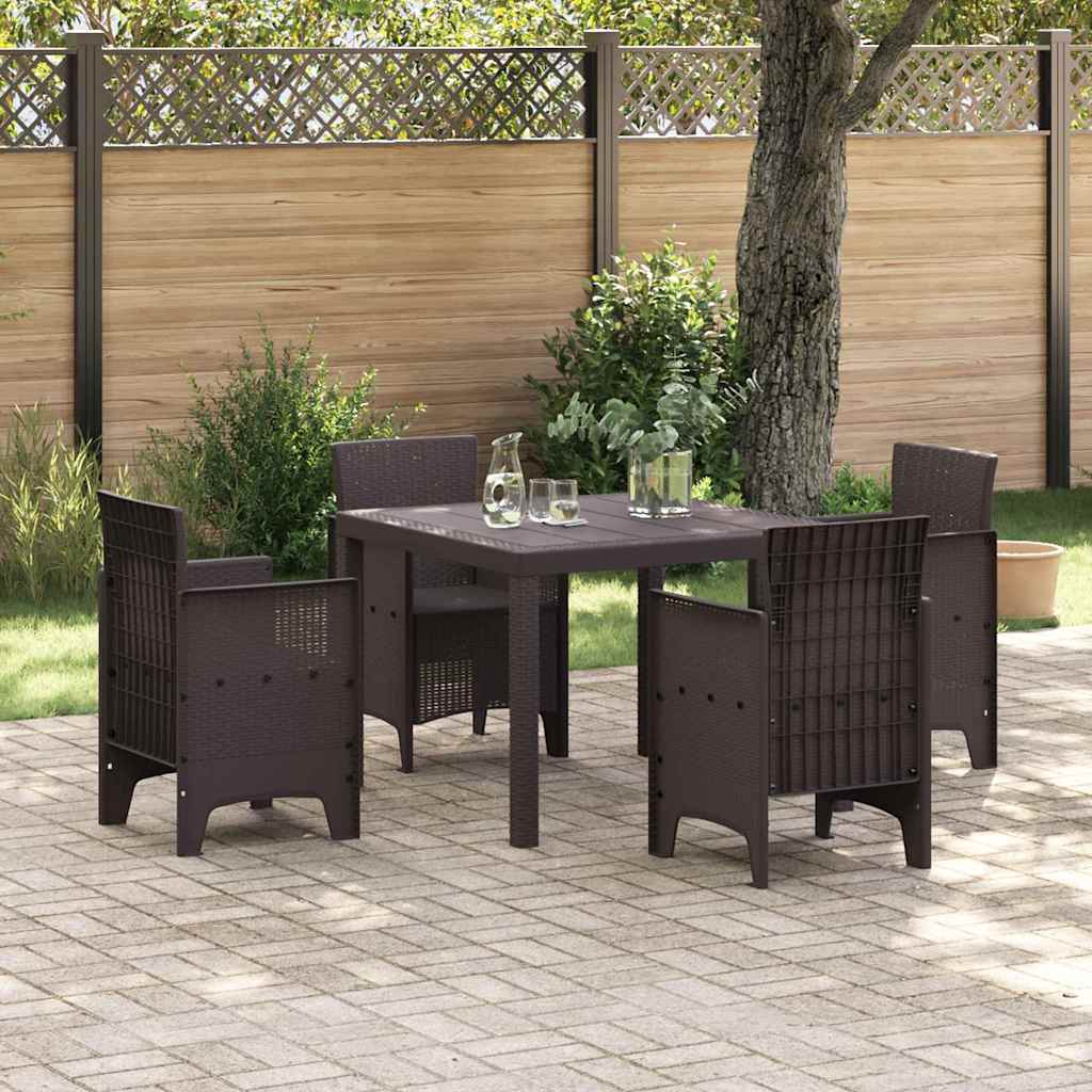 5 Piece Have Spisesæt Brun Poly Rattan