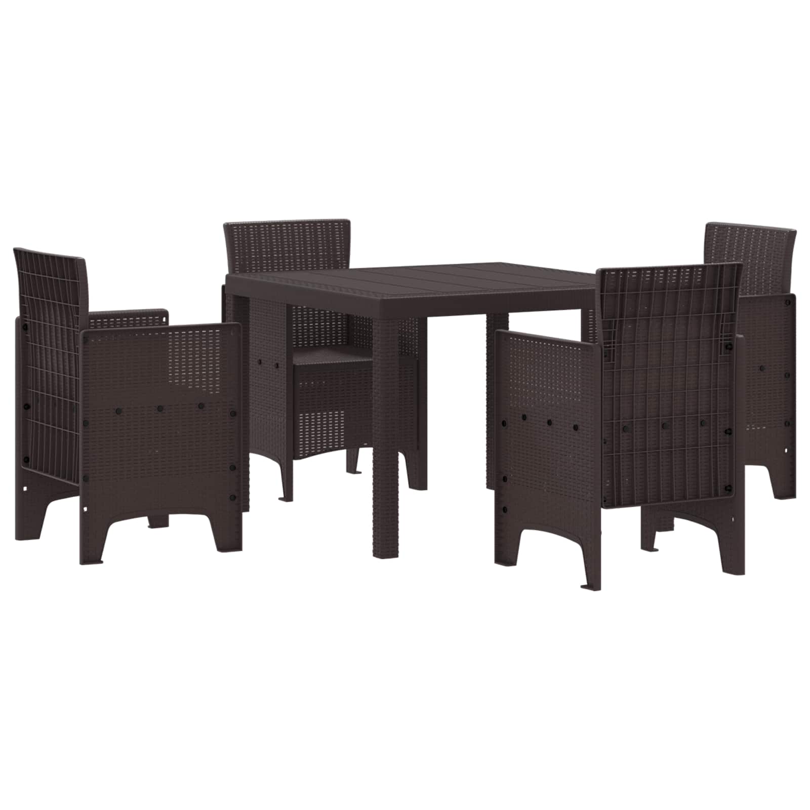 Conjunto de Comedor de Jardín 5 pcs Marrón Ratan Polt