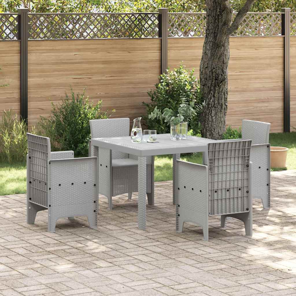 5 Piece Have Spisebordssæt Lys Grå Poly Rattan