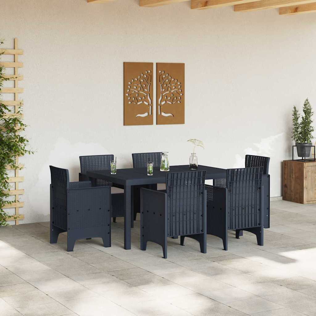 vidaXL Tuin Eetset 7 pcs Antraciet PE rattan