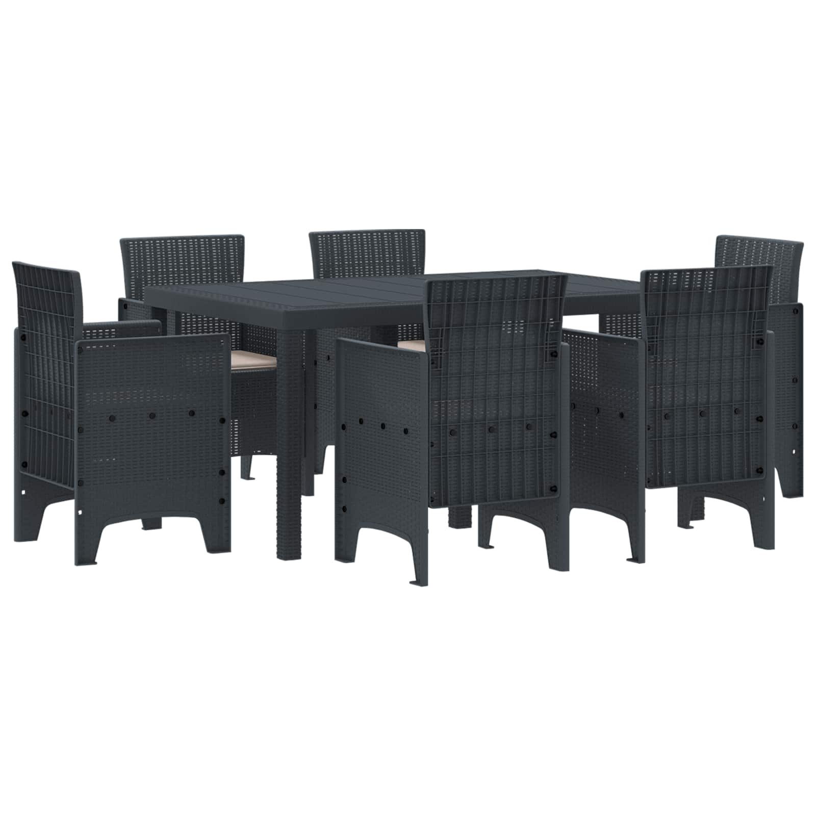 Conjunto de Comedor de Jardín 7 pcs Antracita Ratan Polt