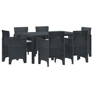 Zahradní jídelní souprava 7 pcs Antracit Ratan Polt - obrázek 1