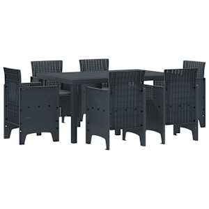 Zahradní jídelní souprava 7 pcs Antracit Ratan Polt - obrázek 1