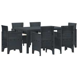 Zahradní jídelní souprava 7 pcs Antracit Ratan Polt - obrázek 1