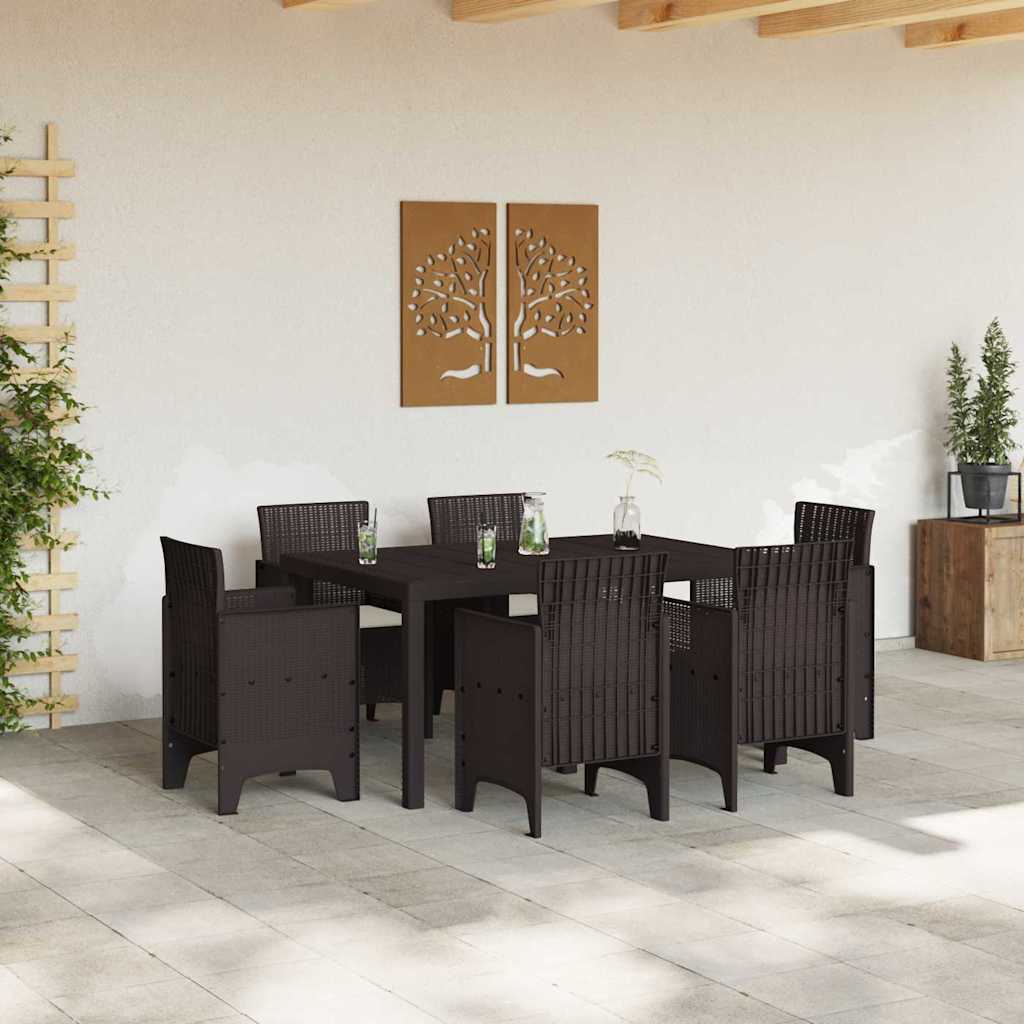 vidaXL Tuin Eetset 7 pcs Bruin PE rattan