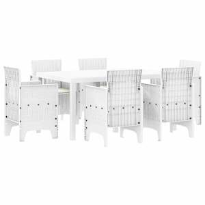 vidaXL Aia s&ouml;&ouml;gilaudade komplekt 7 tk Valge Polt rattan