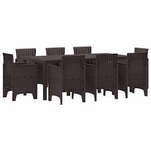 Zahradní jídelní souprava 9 pcs Hnědá Polypropylen - obrázek 1