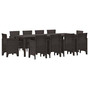 Zahradní jídelní souprava 11 pcs Hnědá Polypropylen - obrázek 2