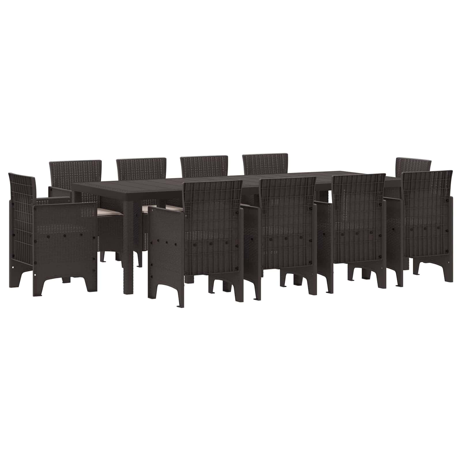 vidaXL Garten Essgruppe 11 pcs Braun Polt Rattan