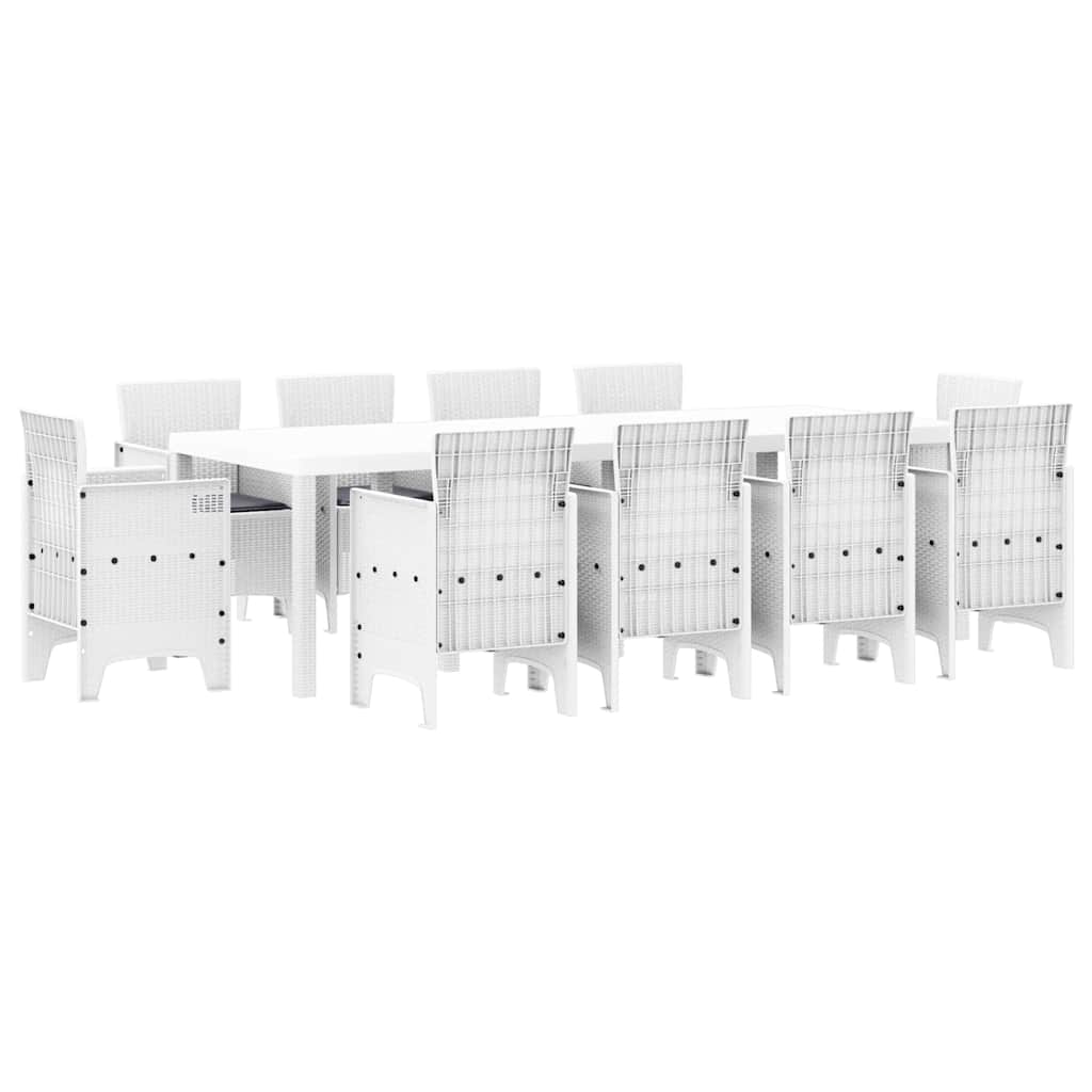 Puutarhan ruokailuryhmä 11 pcs Valkoinen 250 x 100 x 73 cm