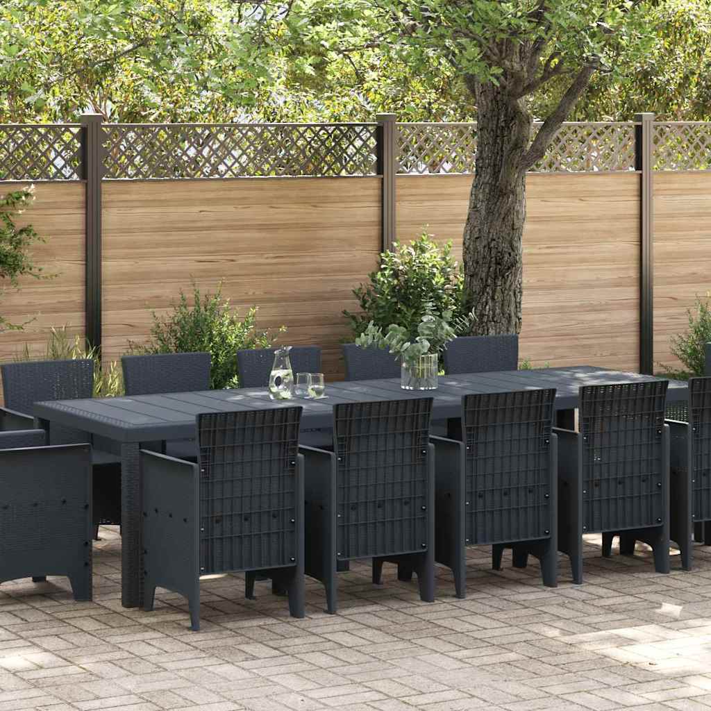 13-delt Have Spisesæt Antracit Poly Rattan, vidaXL Havebord Antracit 150x100x73 cm Poly Rattan, vidaXL Have Stole 4 stk Antracit Poly Rattan
