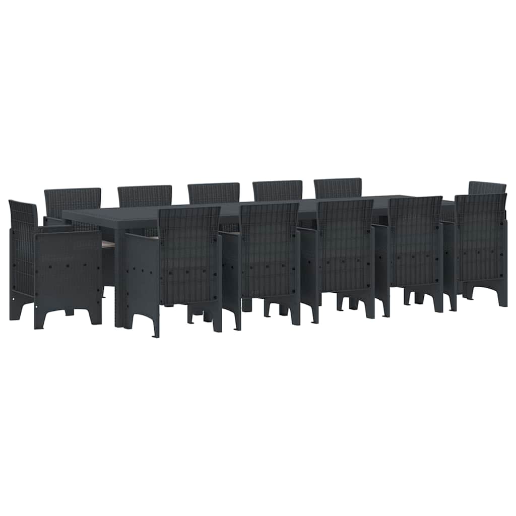 Puutarhapöytäsetti tyynyillä tyynyllä tyynyllä 13 pcs Antrasiitti Iso