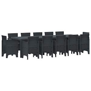 Zahradní jídelní souprava s polštářem 13 pcs Antracit Plast - obrázek 1