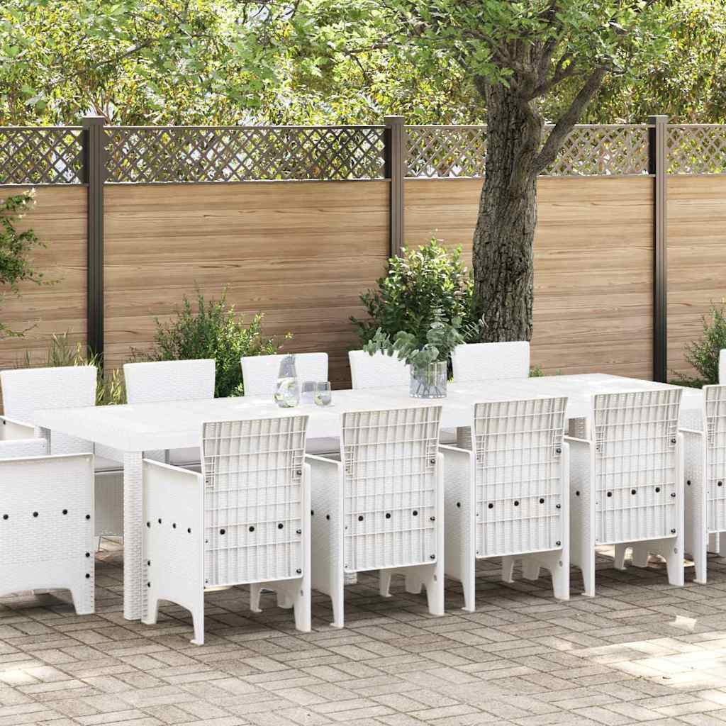 13-delt have spisebordssæt med puder hvid polyrattan, vidaXL havebord hvid 150x100x73 cm polyrattan, vidaXL havestole med puder 4 stk hvid polyrattan