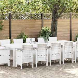 Komplet za jedilnico v vrtu 13 pcs Bela in svetlo siva