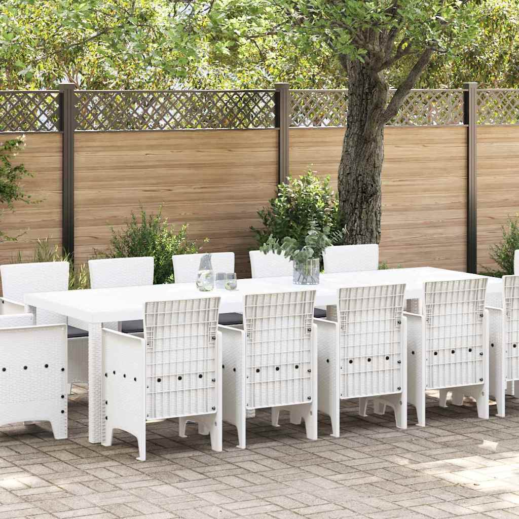 13 dele have spisebordssæt med puder hvid polyrattan, vidaXL havebord hvid 150x100x73 cm polyrattan, vidaXL have stole med puder 4 stk hvid polyrattan