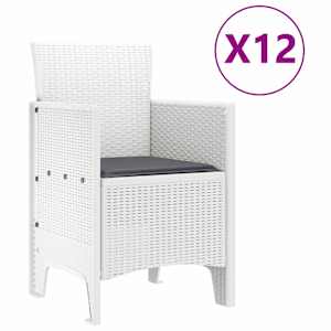 Zahradní jídelní souprava 13 pcs Bílá Syntetický ratan a kov - obrázek 5