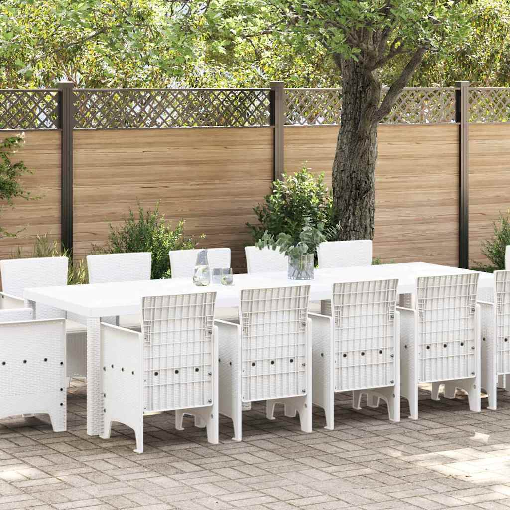 13 Stykker Have Spisesæt med Puder Hvid Polyrattan, vidaXL Havebord Hvid 150x100x73 cm Polyrattan, vidaXL Havestole med Puder 4 stk Hvid Polyrattan
