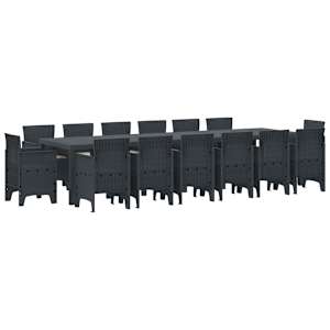 Komplet za jedilnico v vrtu 15 pcs Antracit Polt rattan