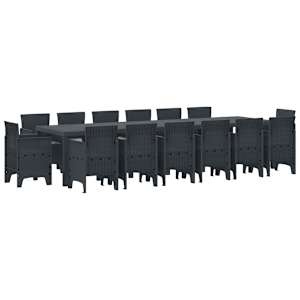 Komplet za jedilnico v vrtu 15 pcs Antracit Polt rattan