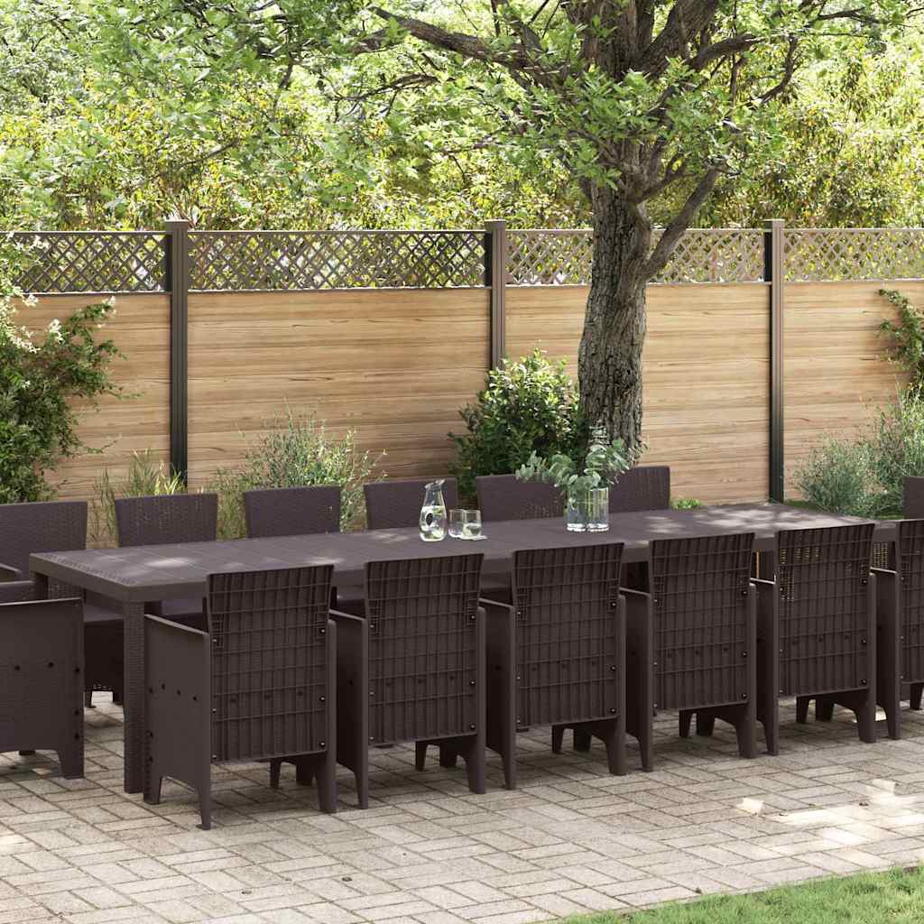 15-delt have spisebord sæt brun polyrattan&&vidaXL havebord brun 200x100x73 cm polyrattan&&vidaXL havebord brun 150x100x73 cm polyrattan&&vidaXL havestole 2 stk brun polyrattan&&vidaXL havestole 4 stk brun polyrattan