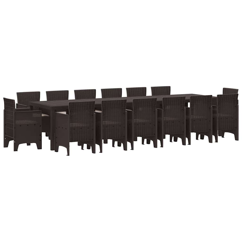 Puutarha ruokailu setti 15 pcs Ruskea 14-hengen Polyrottinki