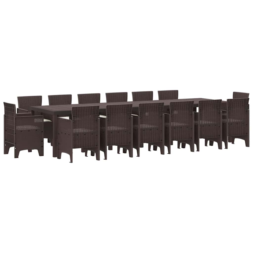 Puutarhan ruokailusarja 15 pcs Ruskea Large Polyrottinki