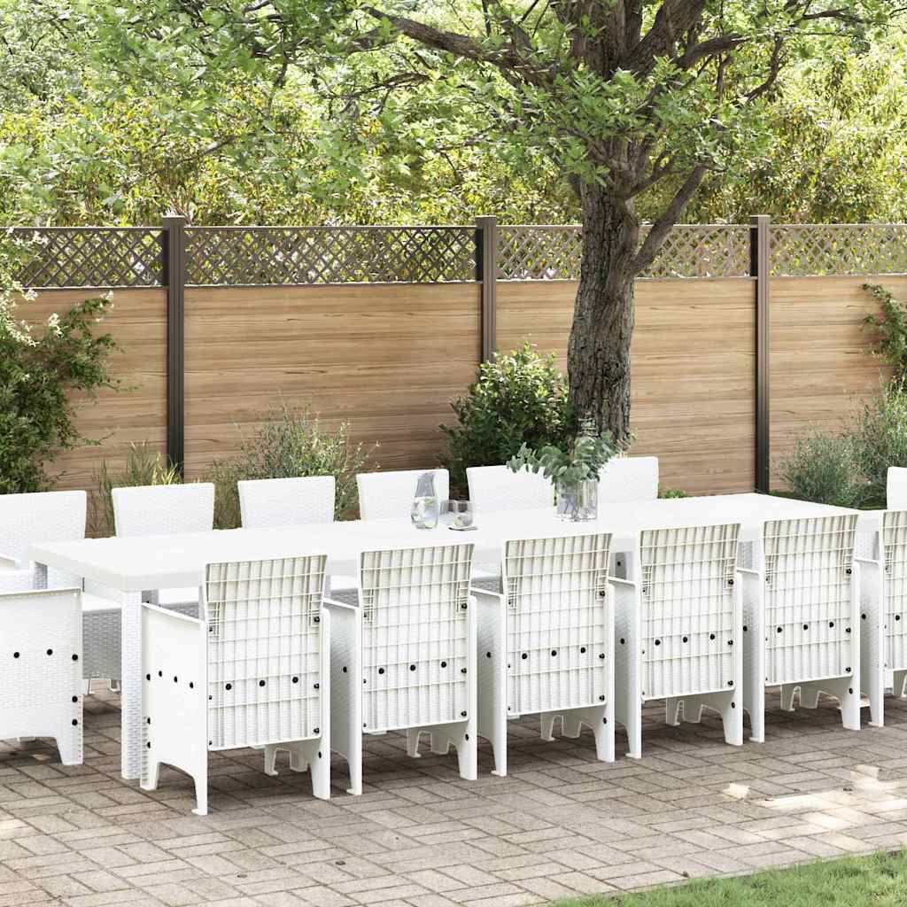 15 Stykker Have Spisesæt Hvid Poly Rattan, vidaXL Have Bord Hvid 200x100x73 cm Poly Rattan, vidaXL Have Bord Hvid 150x100x73 cm Poly Rattan, vidaXL Have Stole 2 stk Hvid Poly Rattan, vidaXL Have Stole 4 stk Hvid Poly Rattan