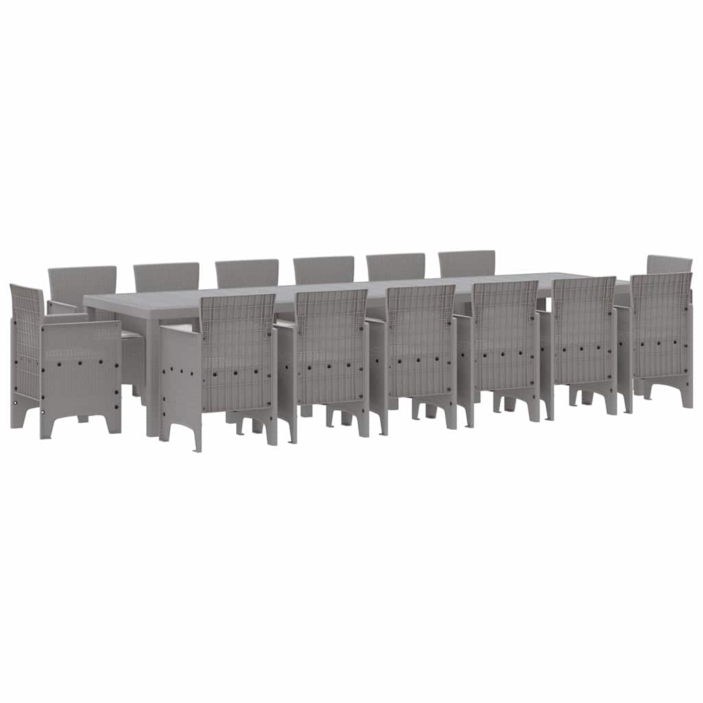 Puutarhan Ruokailu Setti 15 pcs Vaaleanharmaa 14-hengen