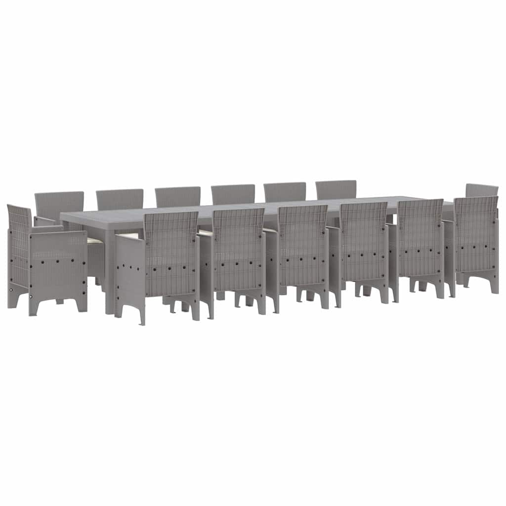 Puutarha ruokailusetti 15 pcs Vaaleanharmaa 14-hengen