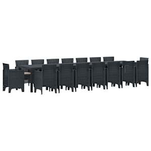 Vrtna jedilna garnitura s blazinami 17 pcs Antracit PP