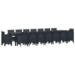 Vrtna jedilna garnitura s blazinami 17 pcs Antracit PP