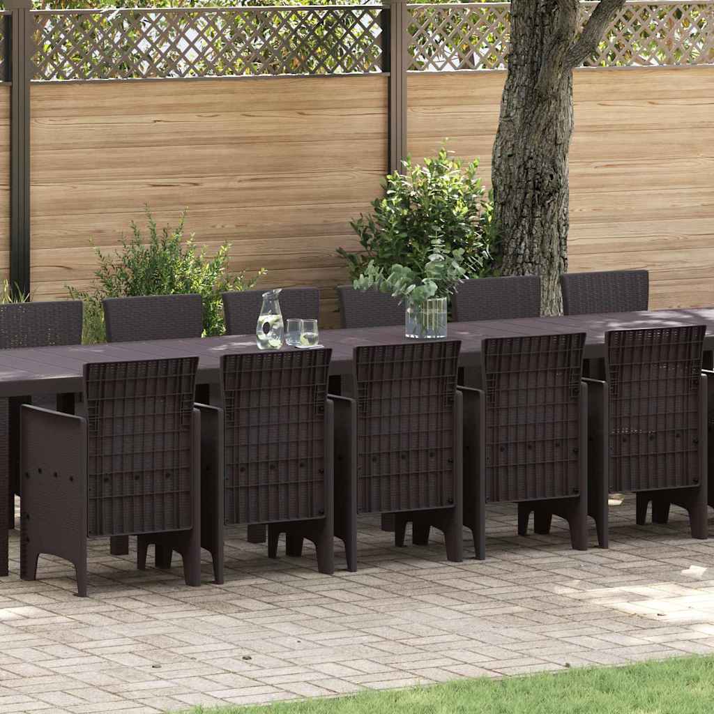 17 stykke have spise sæt brun poly rattan, vidaXL havebord brun 250x100x73 cm poly rattan, vidaXL havebord brun 150x100x73 cm poly rattan, vidaXL have stole 4 stk brun poly rattan