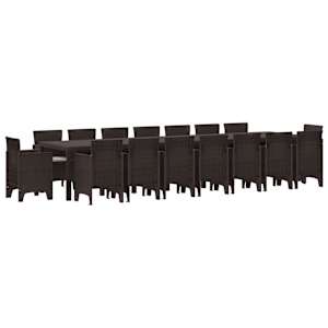 Vrtna jedilna garnitura s blazinami z blazino 17 pcs Rjava PP