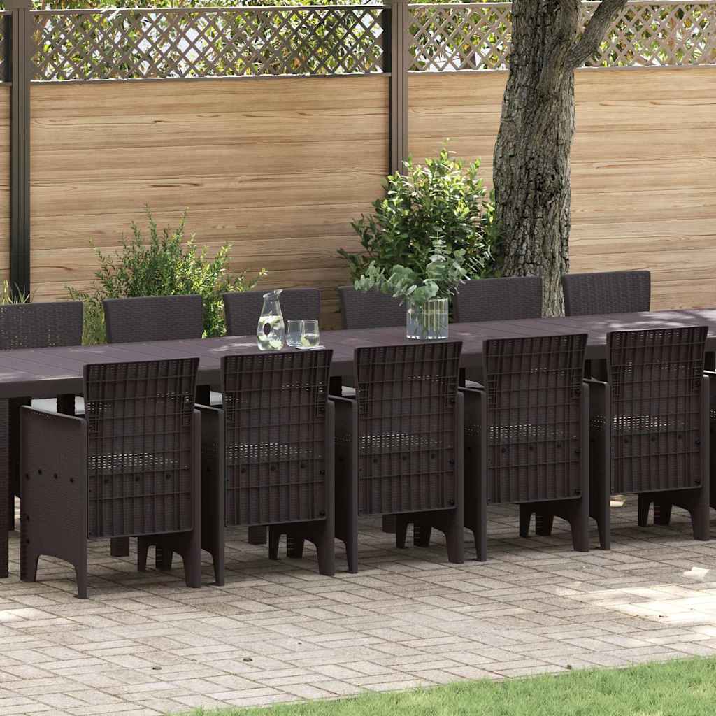 17-delt Havemøbler med Puder Brun Poly Rattan, vidaXL Havemøbel Bord Brun 250x100x73 cm Poly Rattan, vidaXL Havemøbel Bord Brun 150x100x73 cm Poly Rattan, vidaXL Havestole med Puder 4 stk Brun Poly Rattan