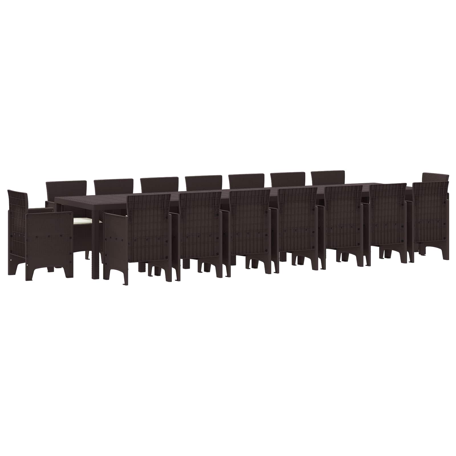 vidaXL Garten-Esszimmergarnitur mit Kissen mit Kissen 17 pcs Braun PP