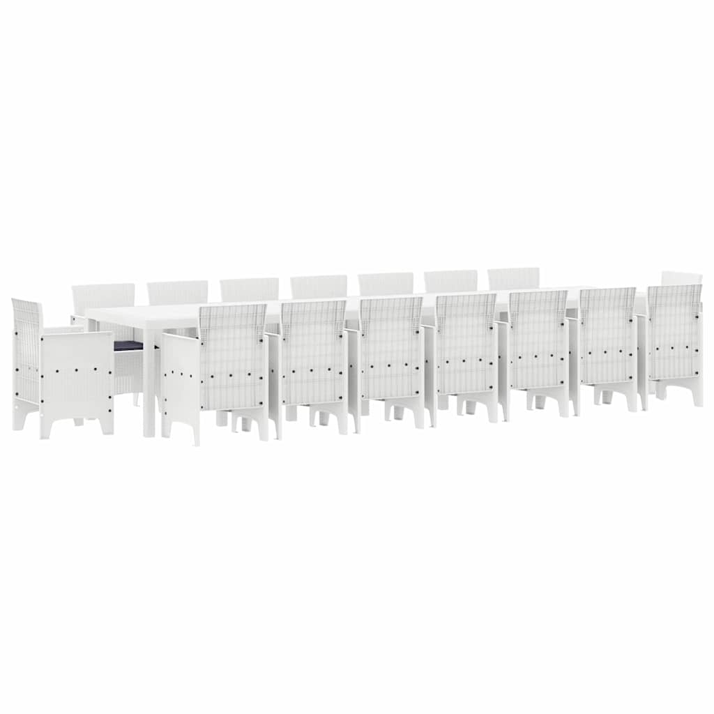 Puutarhan ruokailusetti 17 pcs Valkoinen 16-hengen
