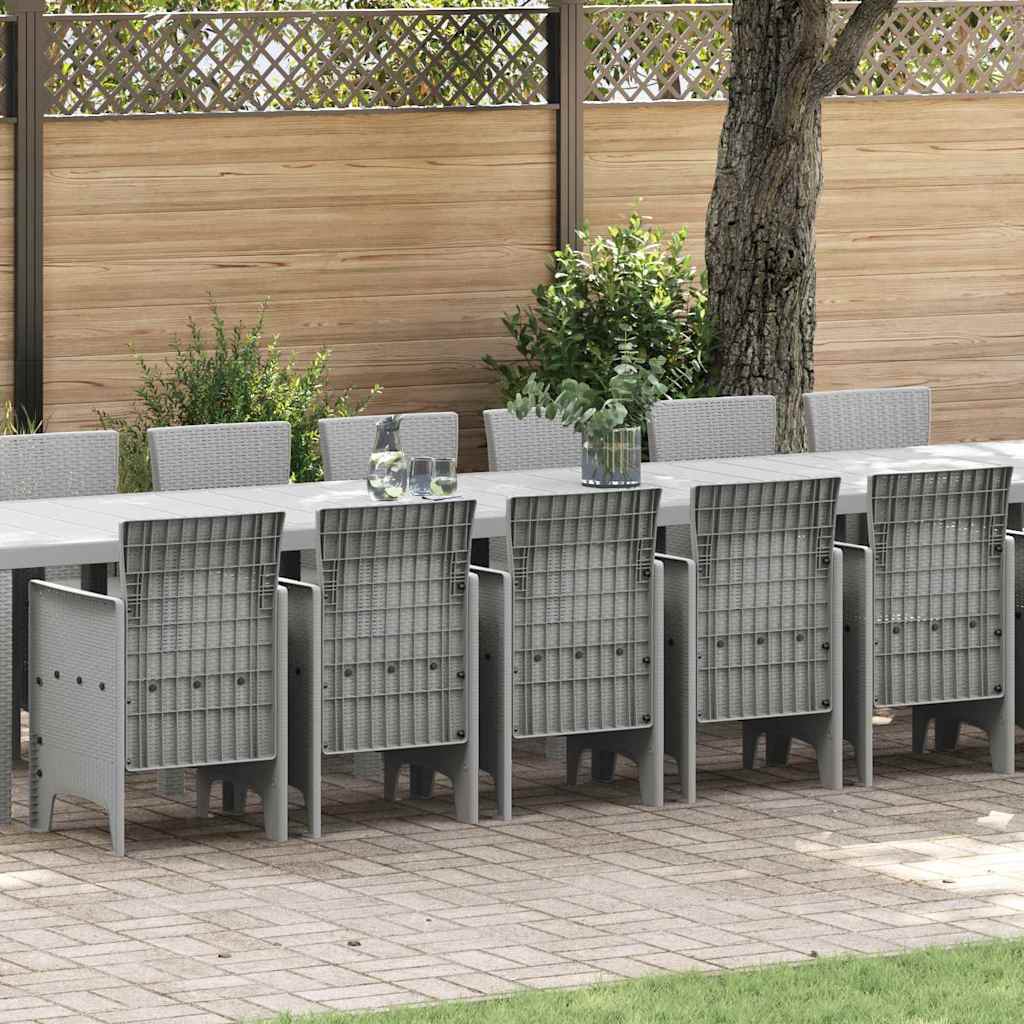 vidaXL Set de masă pentru grădină 17 pcs Gri deschis Ratan Polt