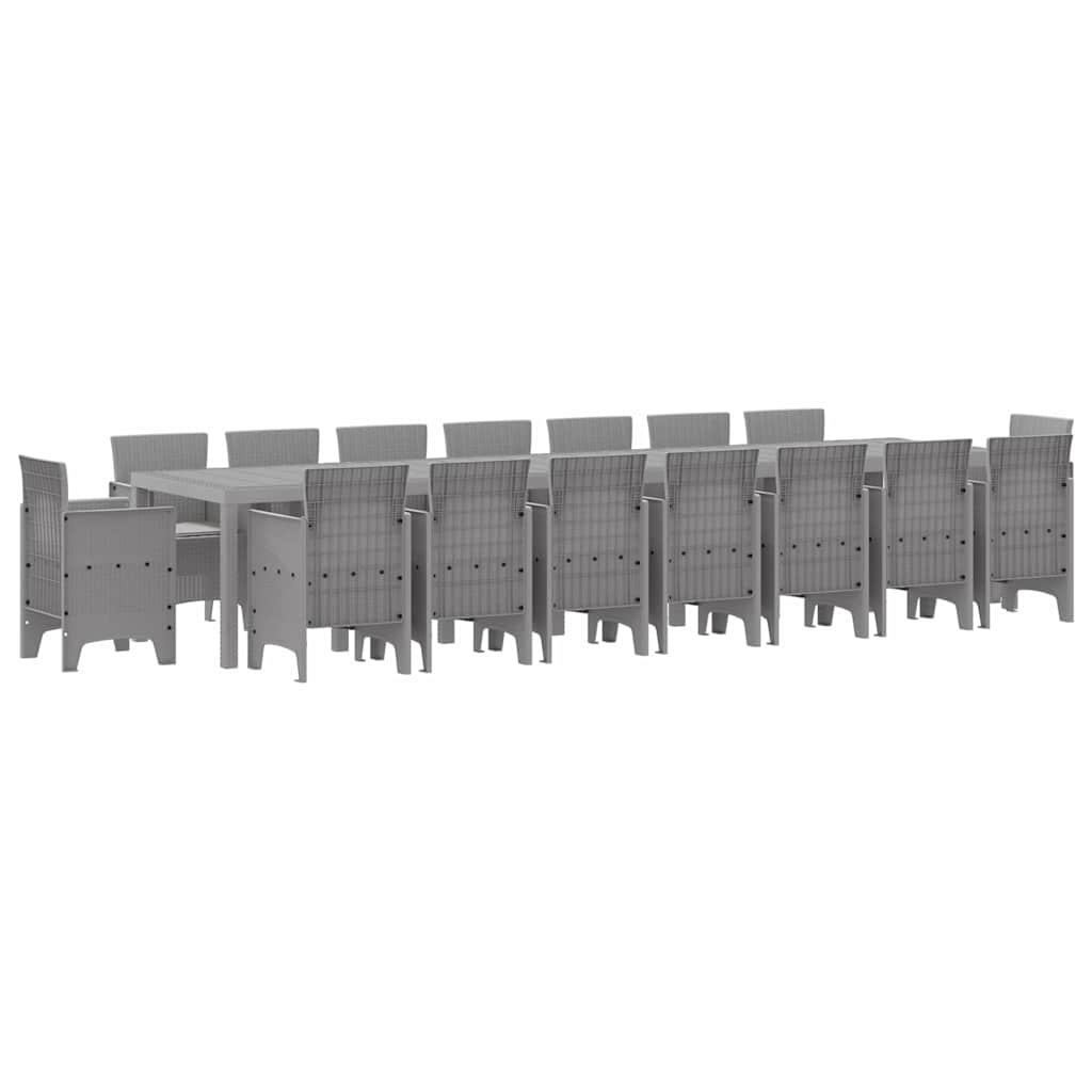 Puutarhatarjoilusetti 17 pcs Vaaleanharmaa Large Rottinki