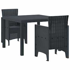 Zahradní jídelní souprava 3 pcs Antracit Polypropylen - obrázek 1