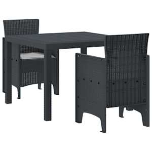 Zahradní jídelní souprava 3 pcs Antracit Polypropylen - obrázek 1