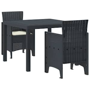 Zahradní jídelní souprava 3 pcs Antracit Polypropylen - obrázek 1