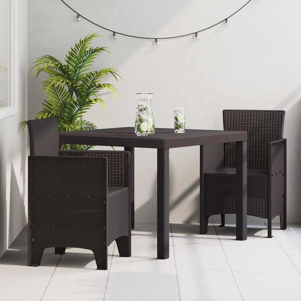 Puutarhan ruokailusarja 3 pcs Ruskea 100 x 100 x 73 cm