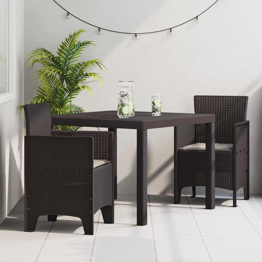 Piharuokailu setti 3 pcs Ruskea 100 x 100 x 73 cm Polypropeeni