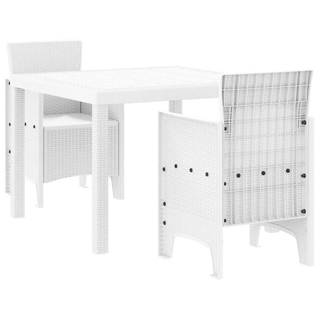 Puutarhan ruokailusetti 3 pcs Valkoinen 100 x 100 x 73 cm