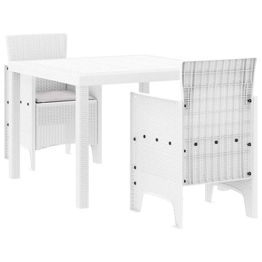 Puutarhan ruokailusarja 3 pcs Valkoinen 100 x 100 x 73 cm