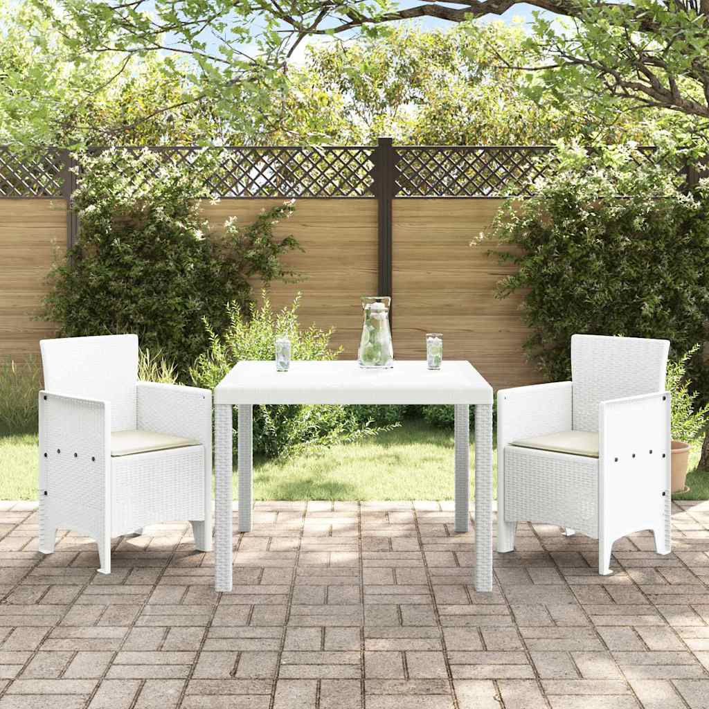 Piharuokailusetti 3 pcs Valkoinen 100 x 100 x 73 cm