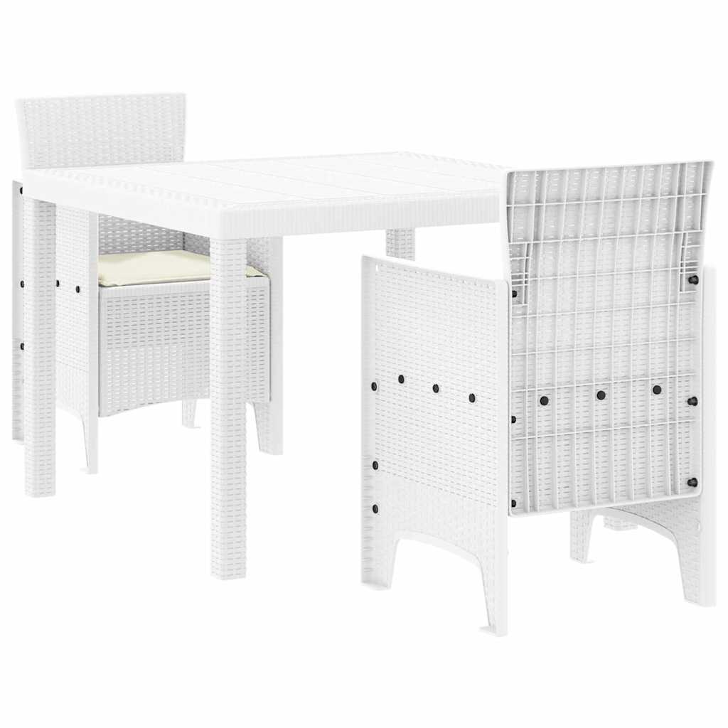 Piharuokailusetti 3 pcs Valkoinen 100 x 100 x 73 cm
